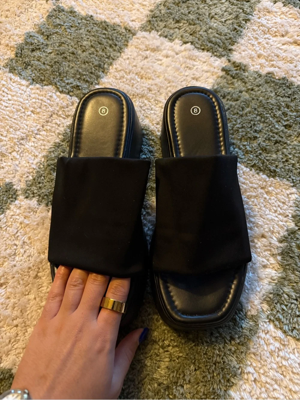 Black Slide Platform Sandals for Women